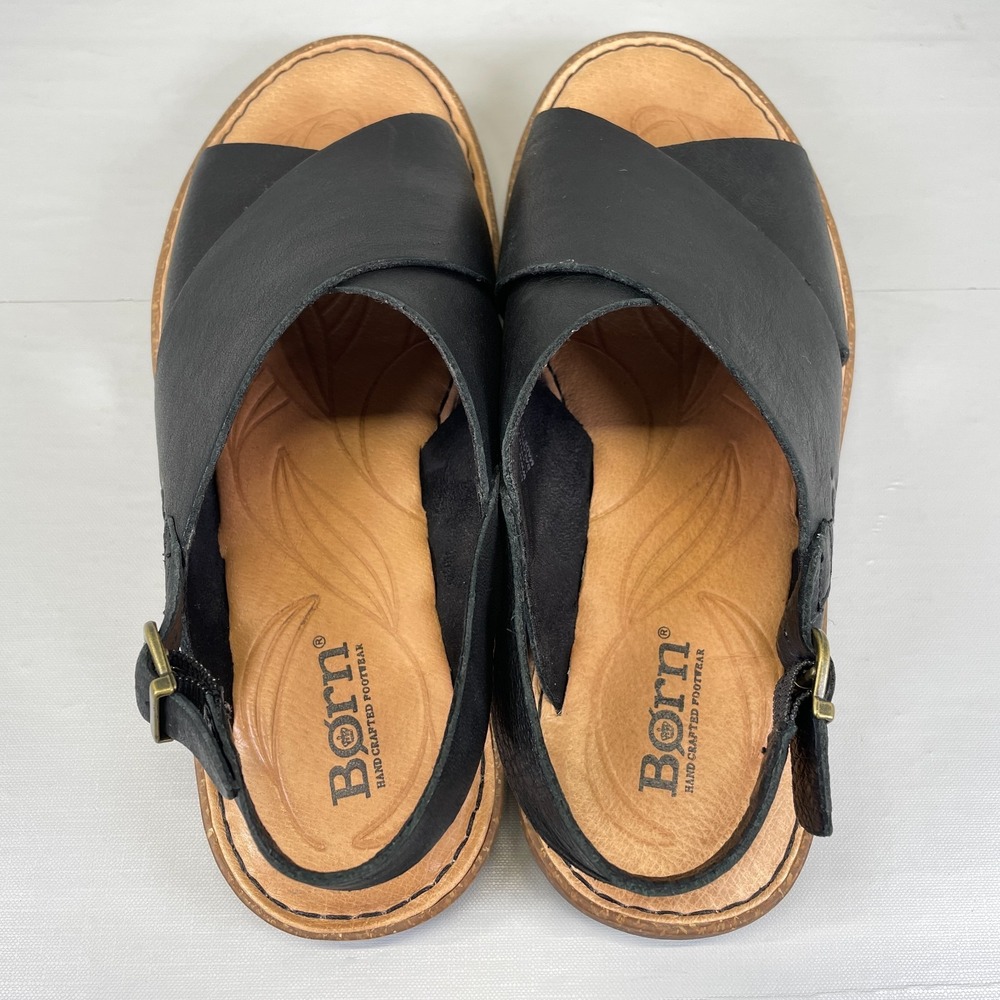 Born Santa Rose Slingback Sandals Womens Size 7 M Black Leather Casual Shoes - Picture 9 of 10